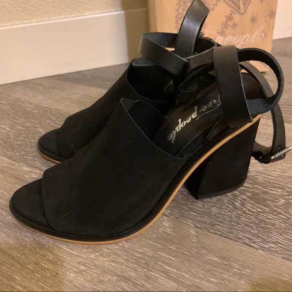 Black Suede Leather Strappy Heeled Sandals - Picture 9 of 11